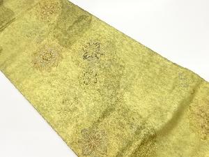 村田織物製　引箔華紋に向かい鳥・花唐草模様織出し袋帯